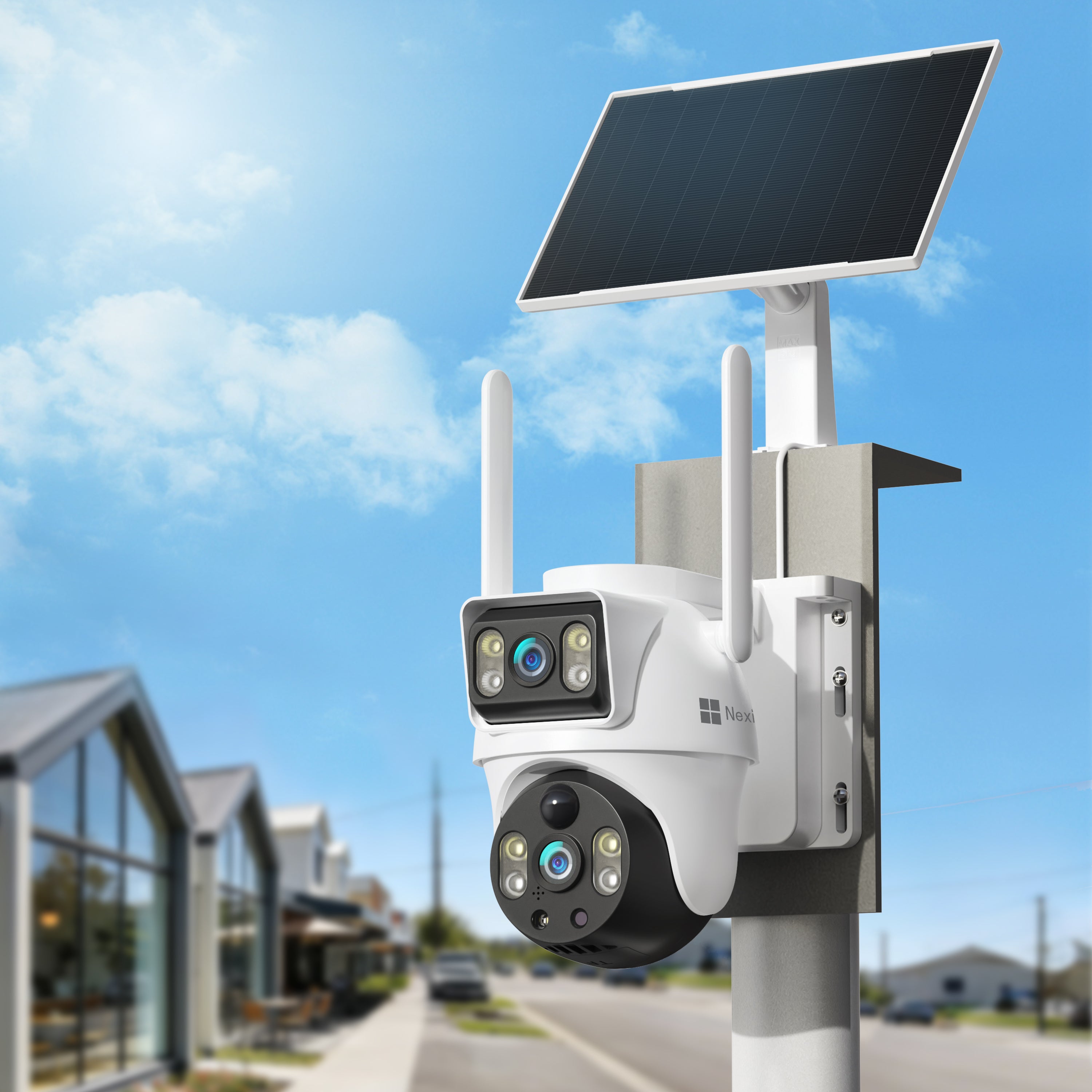 NexiTech BP9 4G Solar PTZ Outdoor Security Camera, Dual-Lens 2MP+2MP, 355° Pan/Tilt, AI Motion Detection, Color Night Vision, Two-Way Talk, IP65 (Pre-Order)