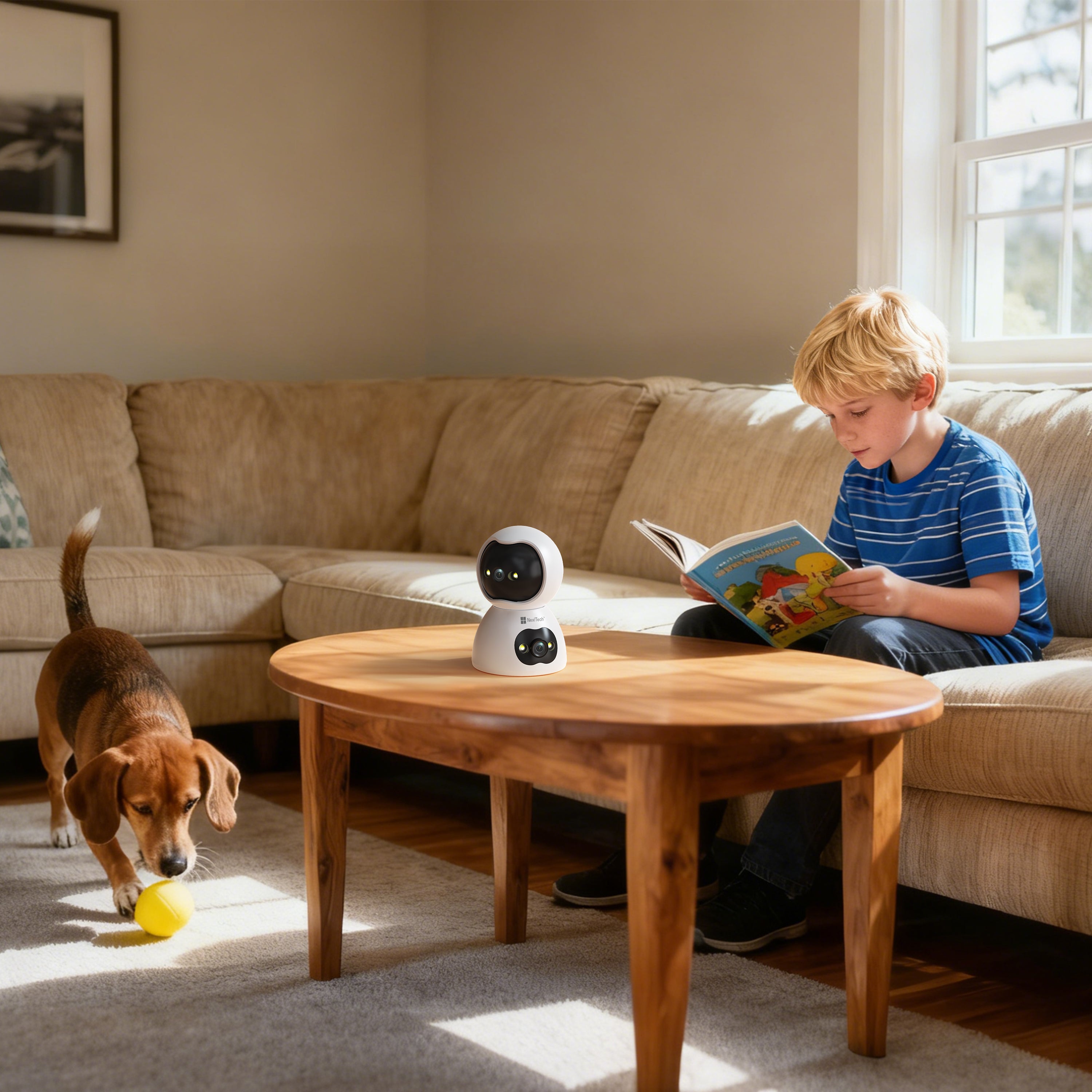NexiTech BQ2 PRO Indoor WiFi Security Camera, Dual-Lens 2MP+2MP, 355° Pan/Tilt, Auto Tracking, Motion Alerts, Night Vision, Two-Way Audio, SD/Cloud Storage (Pre-Order)
