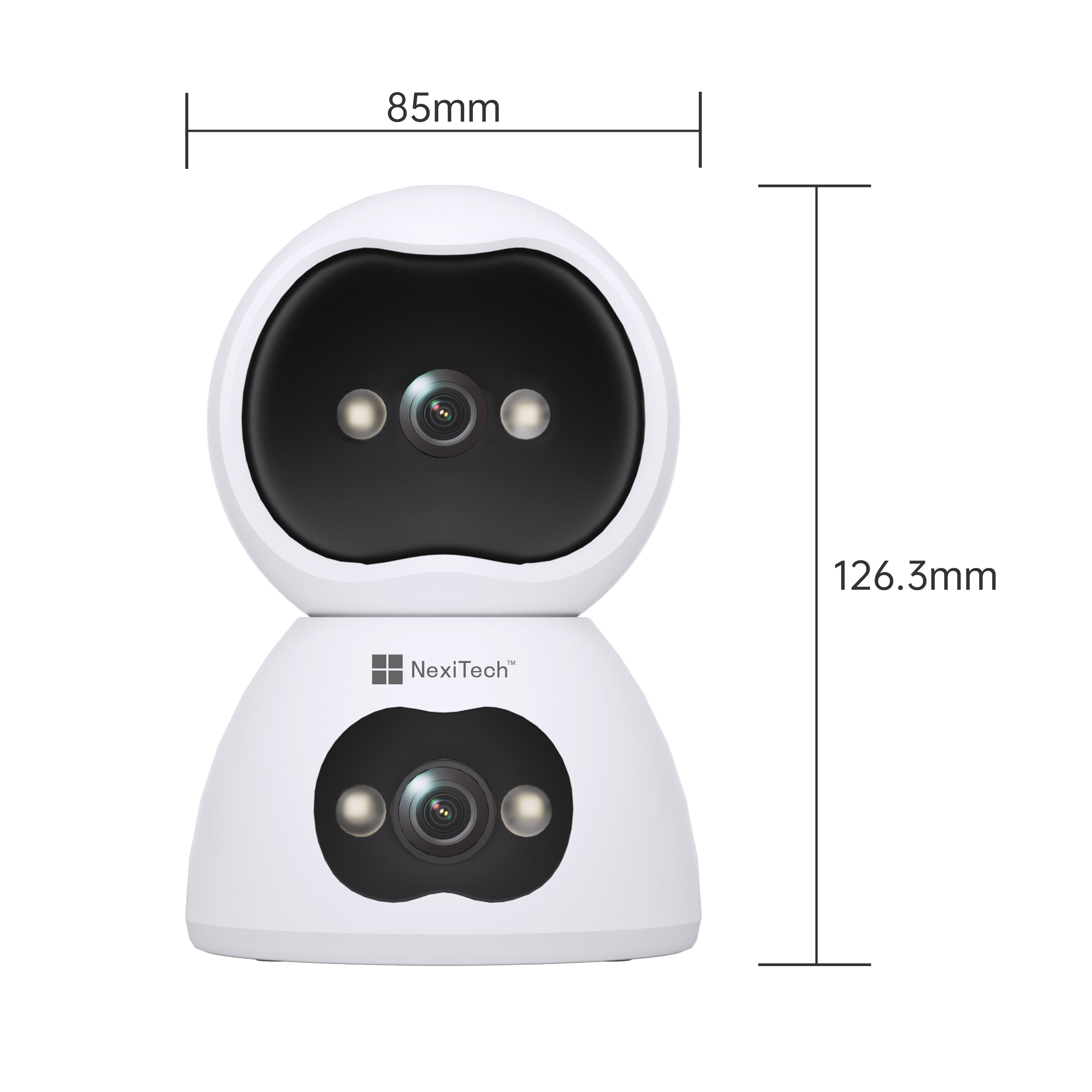NexiTech BQ2 PRO Indoor WiFi Security Camera, Dual-Lens 2MP+2MP, 355° Pan/Tilt, Auto Tracking, Motion Alerts, Night Vision, Two-Way Audio, SD/Cloud Storage (Pre-Order)