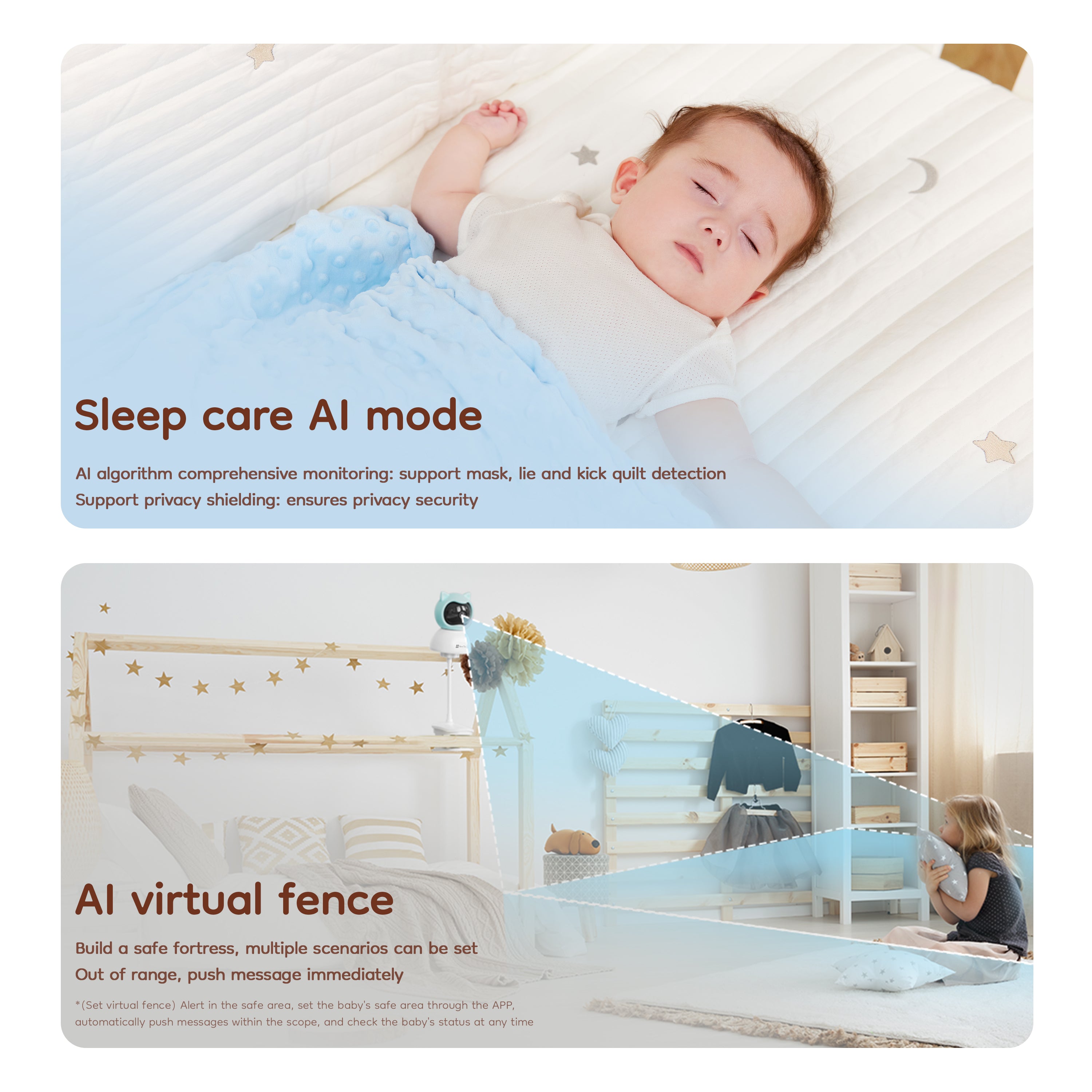 NexiTech Q2BM Smart Baby Monitor WiFi Camera, 3MP, Pan/Tilt, Crying Detection, AI Sleep Monitoring, IR Night Vision, Two-Way Audio, SD/Cloud Storage (Pre-Order)