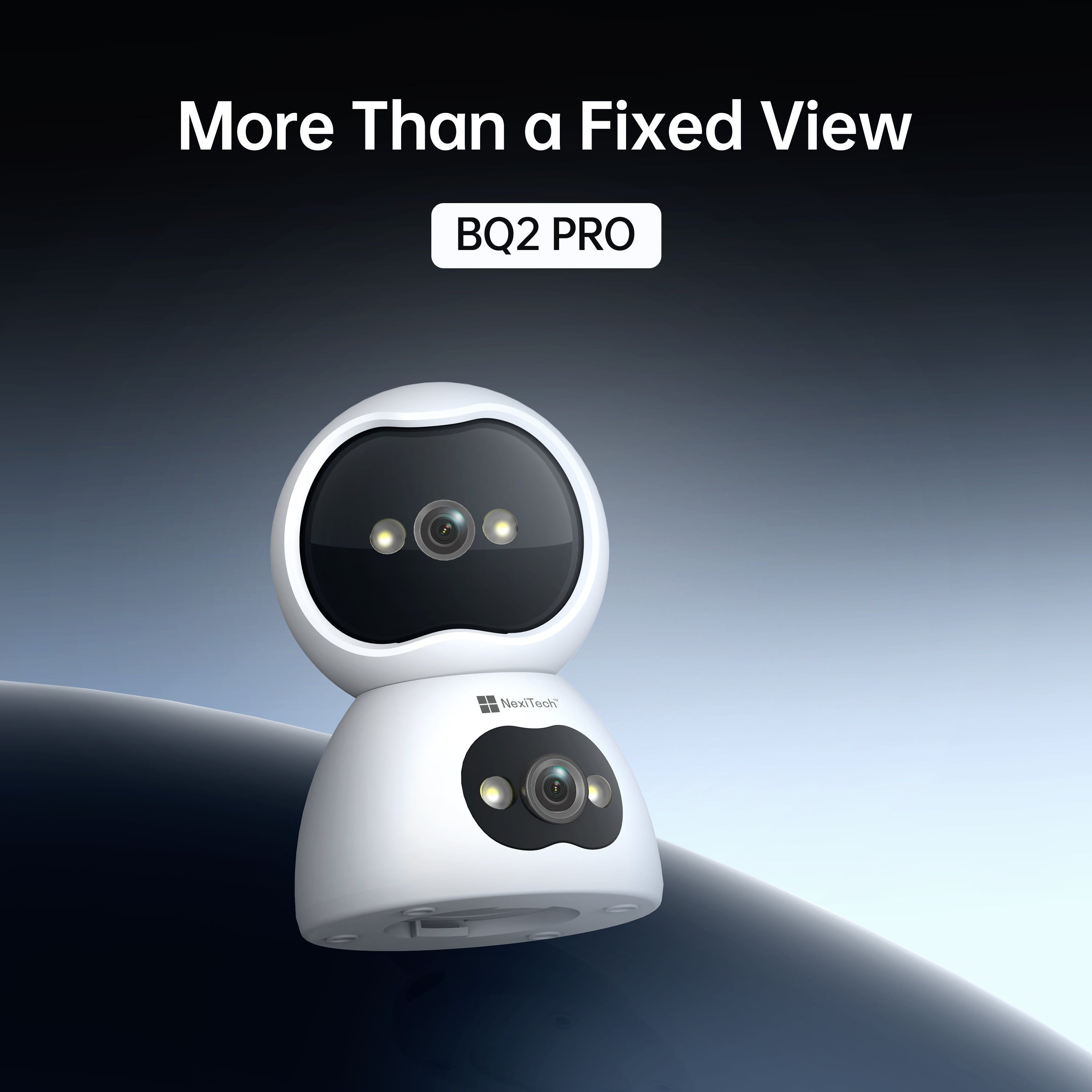 NexiTech BQ2 PRO Indoor WiFi Security Camera, Dual-Lens 2MP+2MP, 355° Pan/Tilt, Auto Tracking, Motion Alerts, Night Vision, Two-Way Audio, SD/Cloud Storage (Pre-Order)