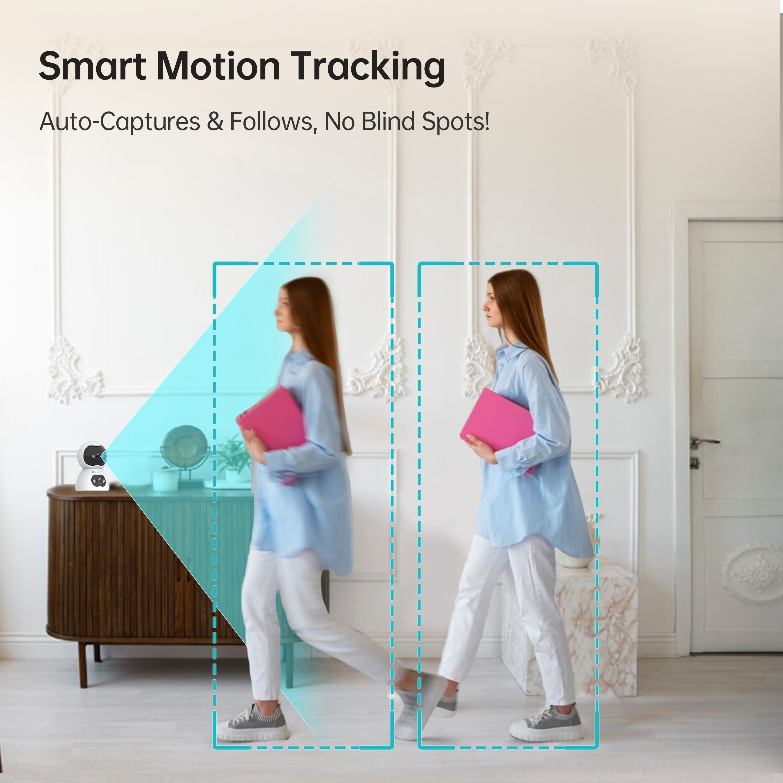 NexiTech BQ2 PRO Indoor WiFi Security Camera, Dual-Lens 2MP+2MP, 355° Pan/Tilt, Auto Tracking, Motion Alerts, Night Vision, Two-Way Audio, SD/Cloud Storage (Pre-Order)