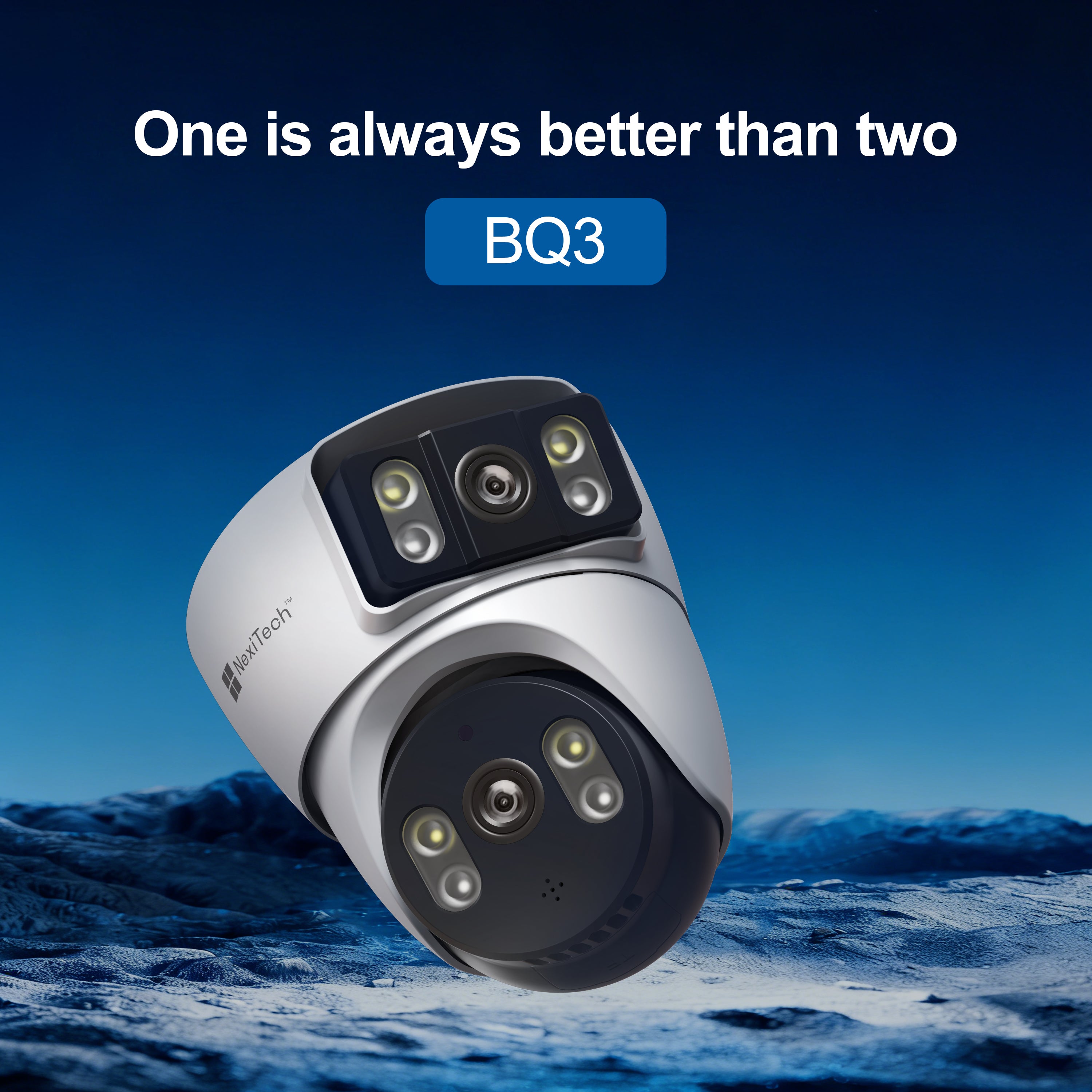 NexiTech BQ3 Indoor WiFi Security Camera, Dual-Lens 2MP+2MP, Pan/Tilt, Color Night Vision, Motion Tracking, Two-Way Audio (Pre-Order)