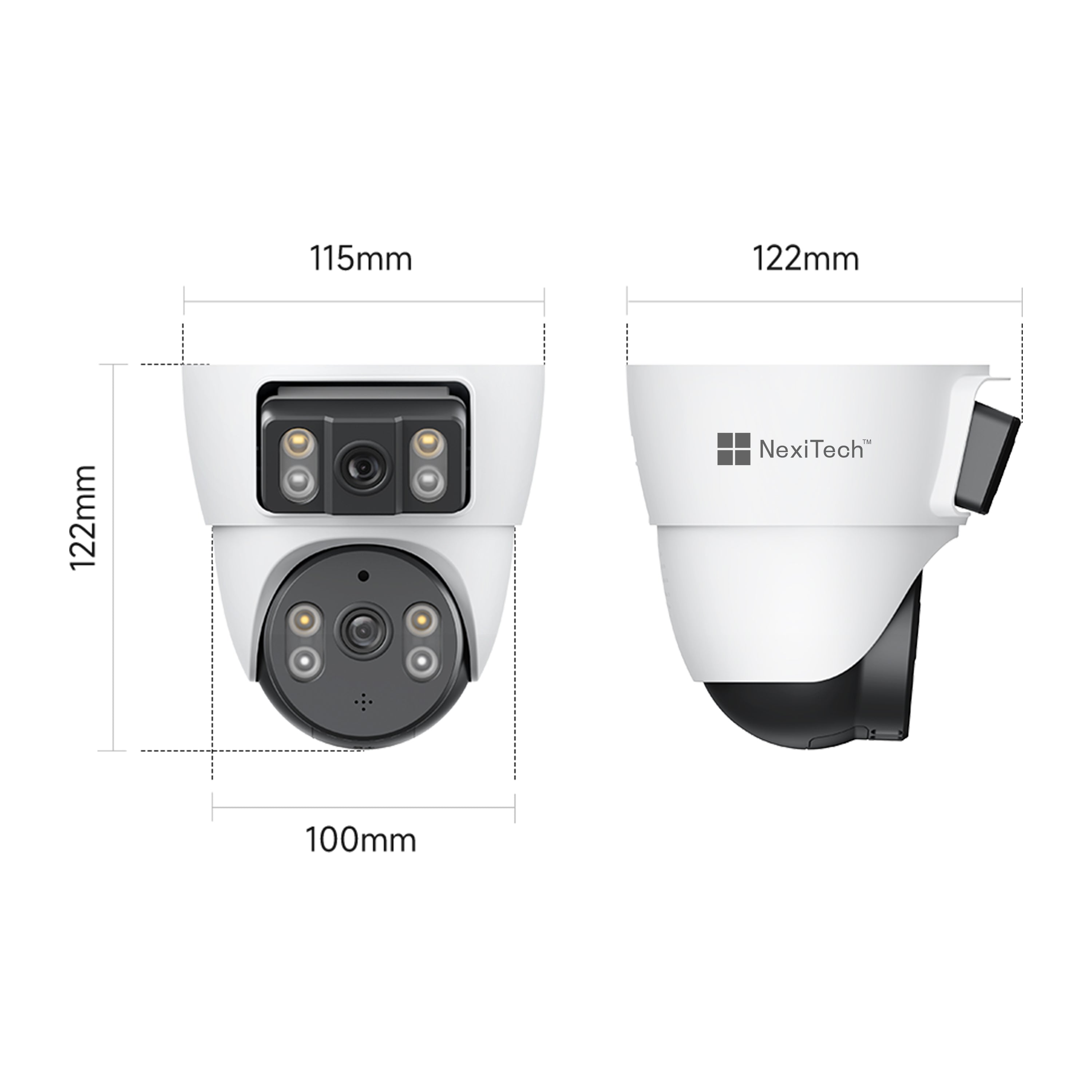 NexiTech BQ3 Indoor WiFi Security Camera, Dual-Lens 2MP+2MP, Pan/Tilt, Color Night Vision, Motion Tracking, Two-Way Audio (Pre-Order)