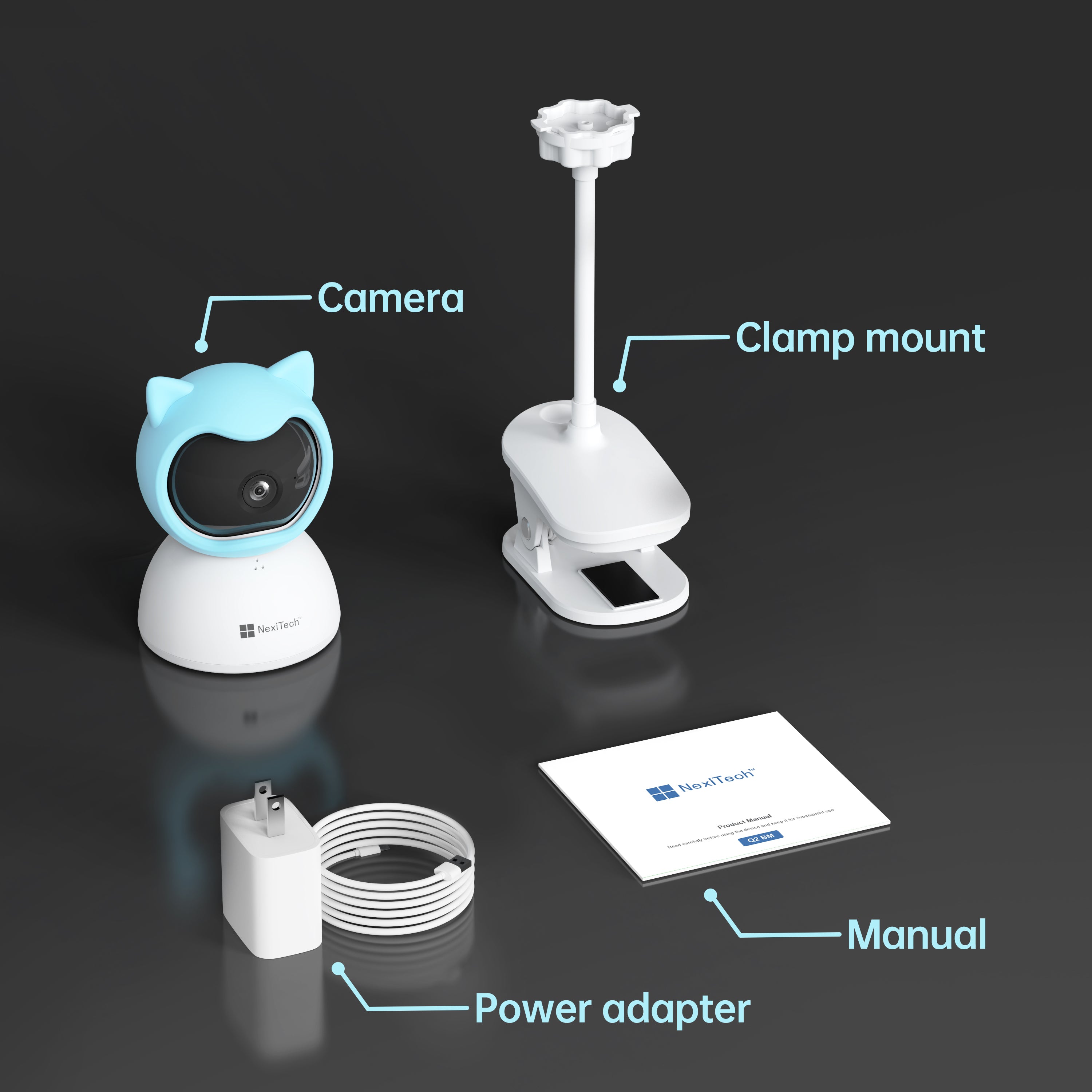 NexiTech Q2BM Smart Baby Monitor WiFi Camera, 3MP, Pan/Tilt, Crying Detection, AI Sleep Monitoring, IR Night Vision, Two-Way Audio, SD/Cloud Storage (Pre-Order)