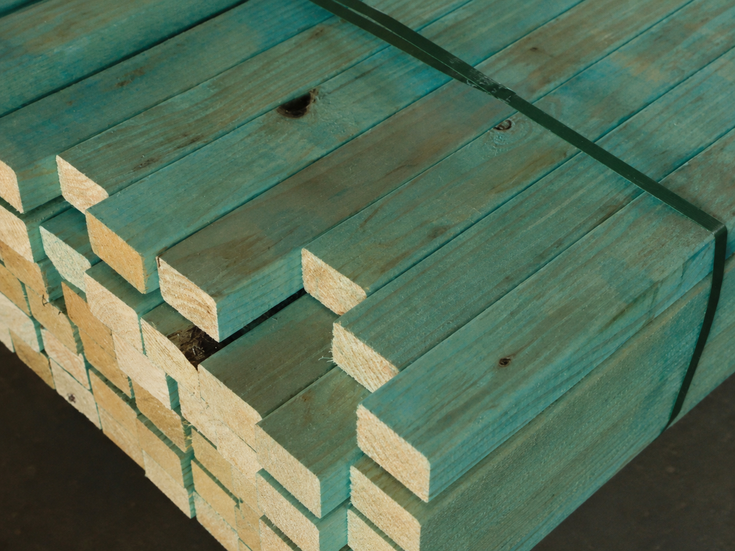 Bundled green structural treated pine
